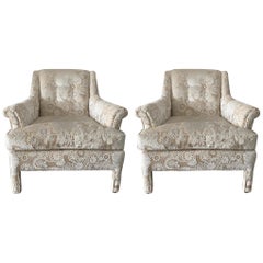 1960s Monochromatic Armchairs in New Scalamandré Velvet, Pair