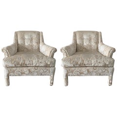 1960s Monochromatic Armchairs in New Scalamandré Velvet, Pair