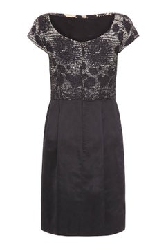 1960s Monochrome Beaded Bodice Dress