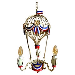 1960s Montgolfier Tole Toleware Chandelier (Two Available)