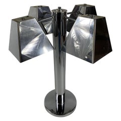 1960s Monumental Modern Chrome 4 Light Oversized Table Lamp