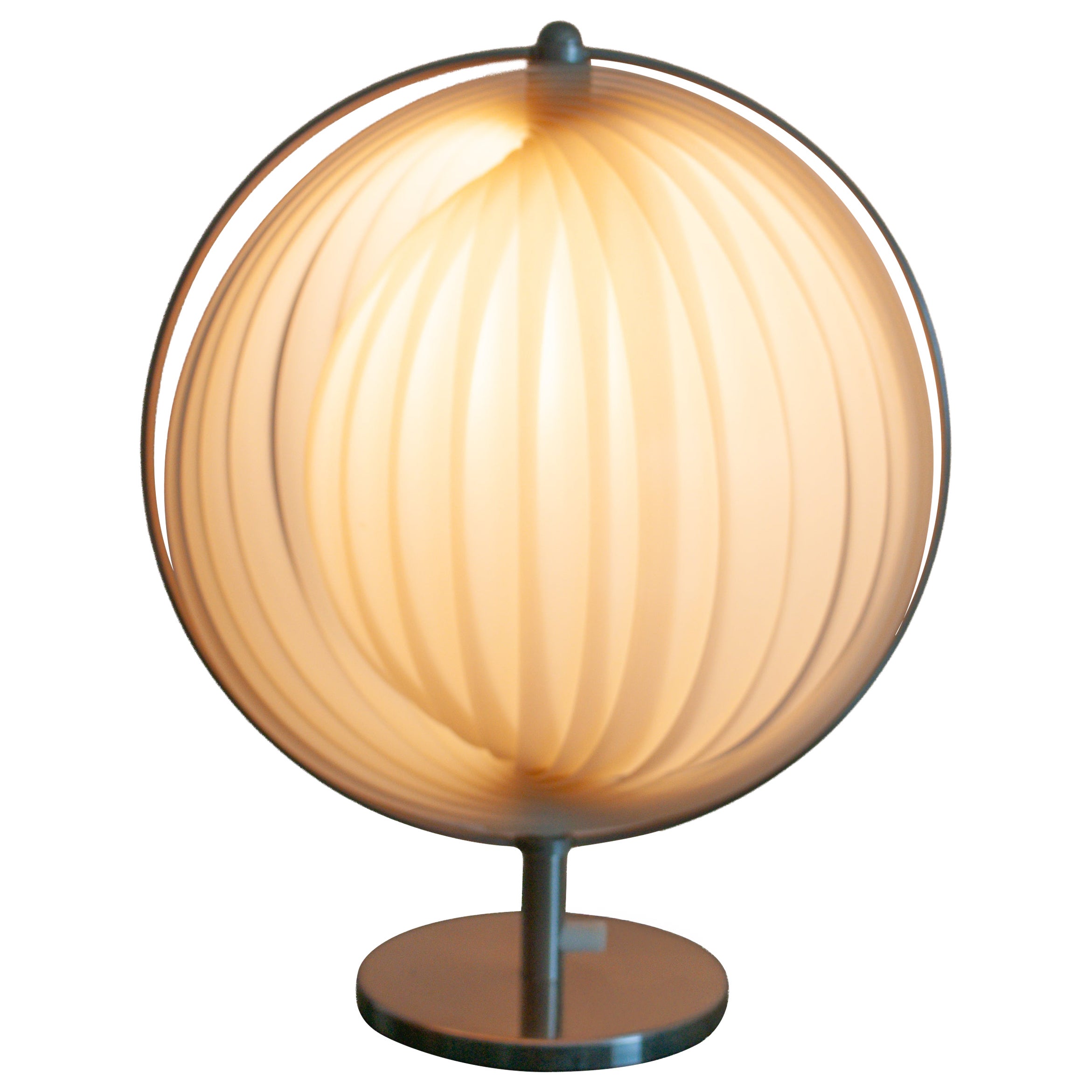1960s “Moon” Table Lamp Attributed to Verner Panton — Chrome Frame 
Ribbed Plas im Angebot