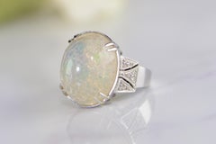 1960s Moonstone Diamond White Gold Ring