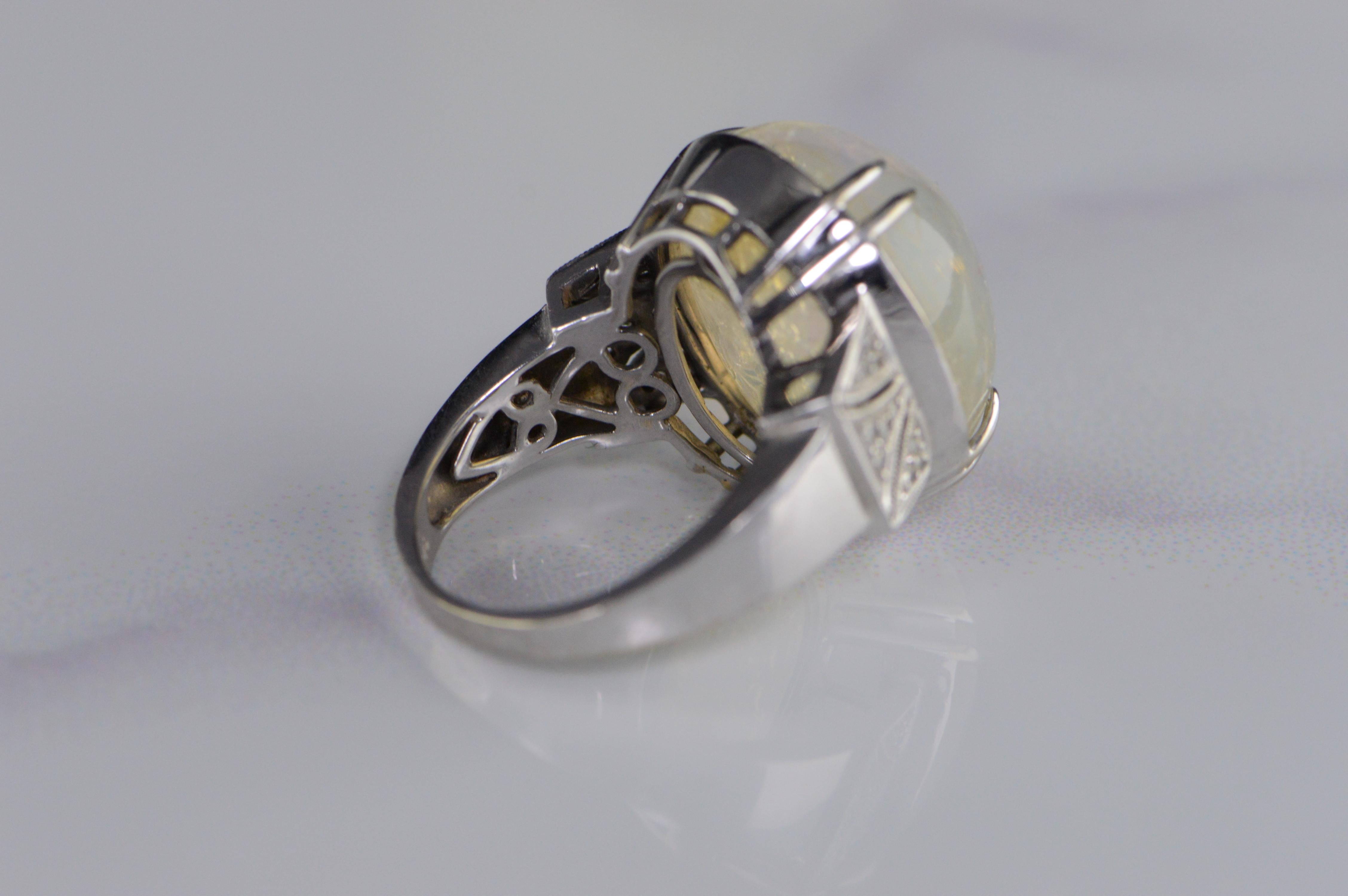 1960s Moonstone Diamond White Gold Ring 1