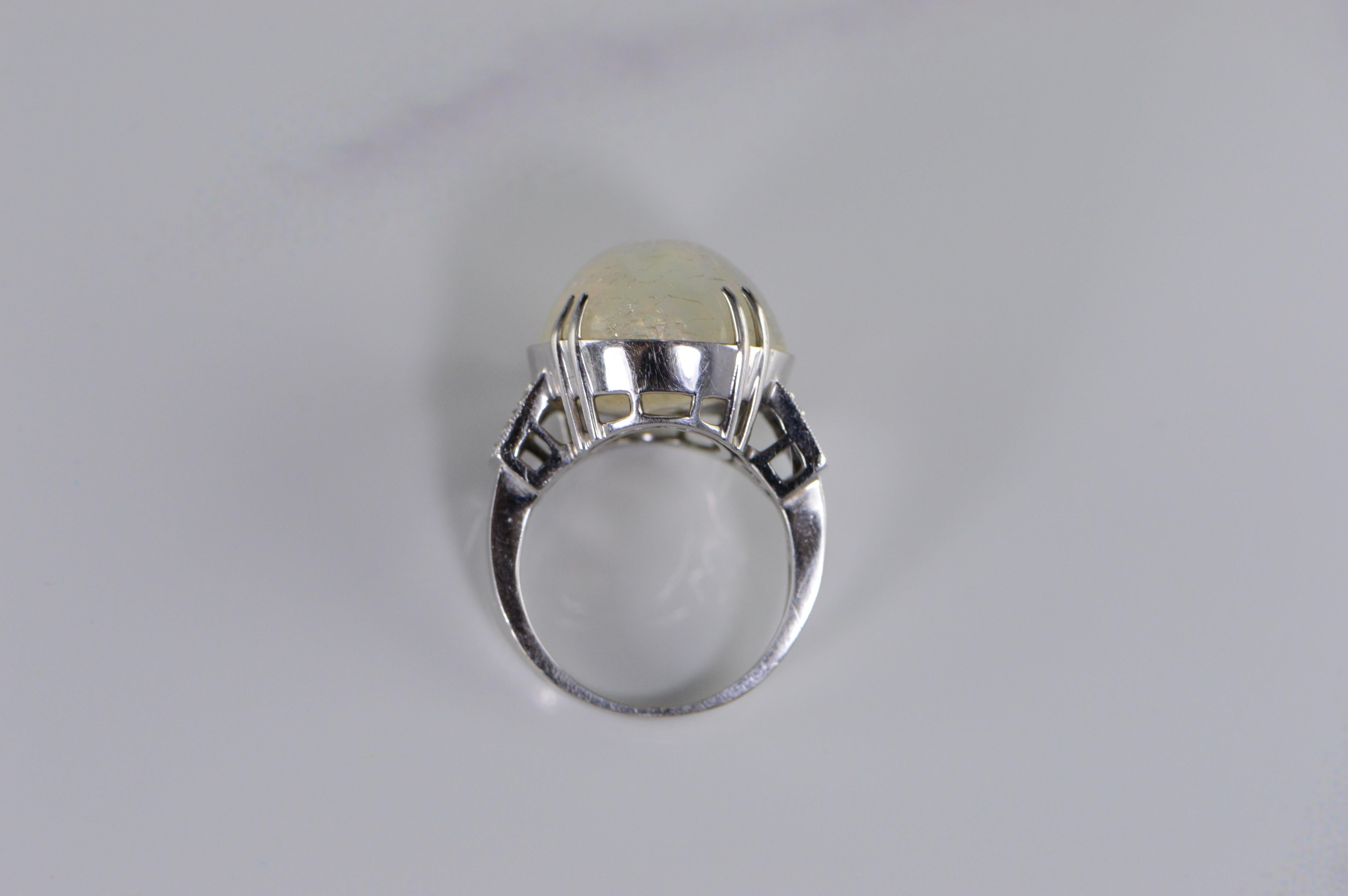 1960s Moonstone Diamond White Gold Ring 2