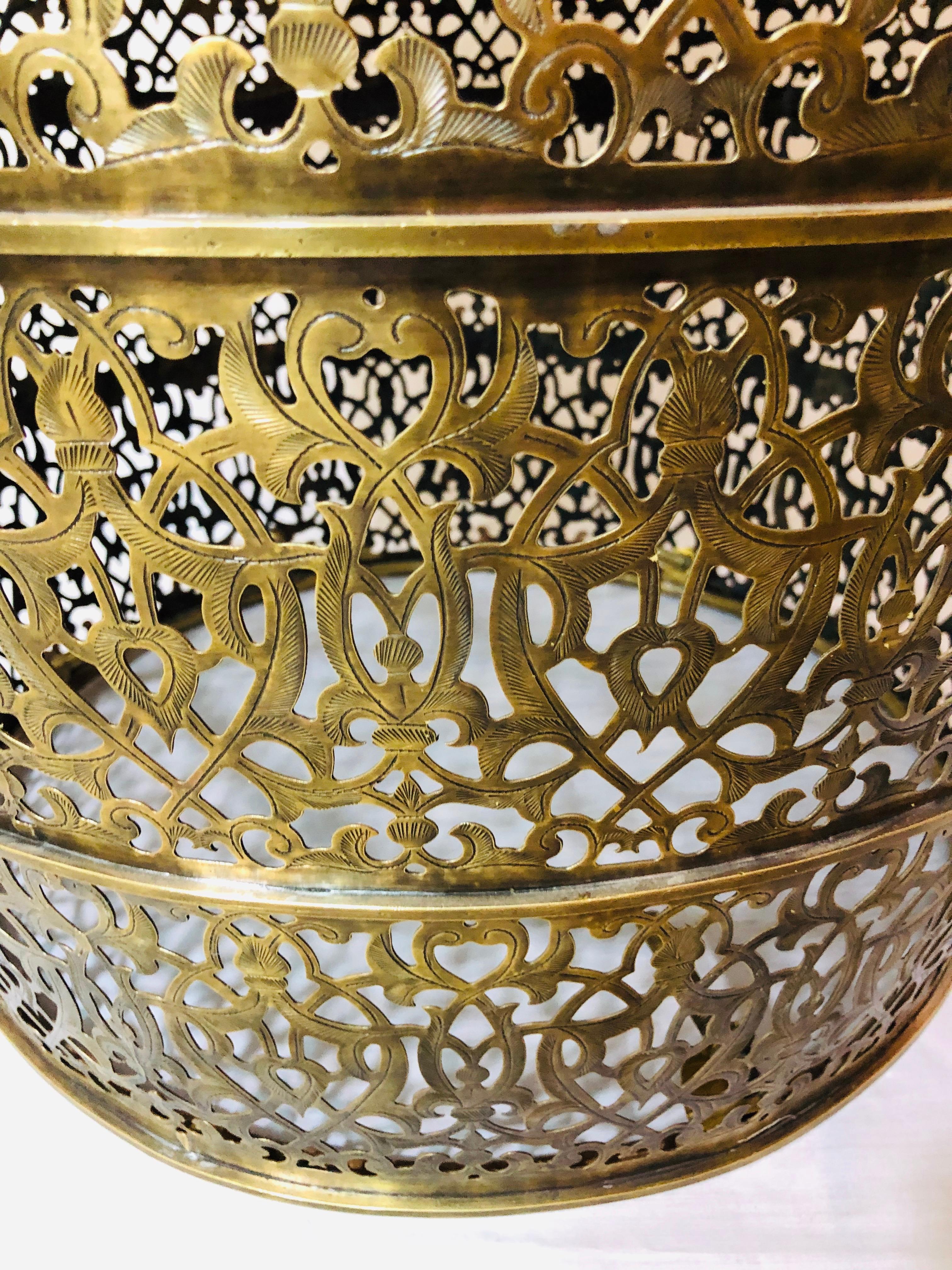 1960s Moroccan All Brass Center or Table lamp or Lighted Table 2