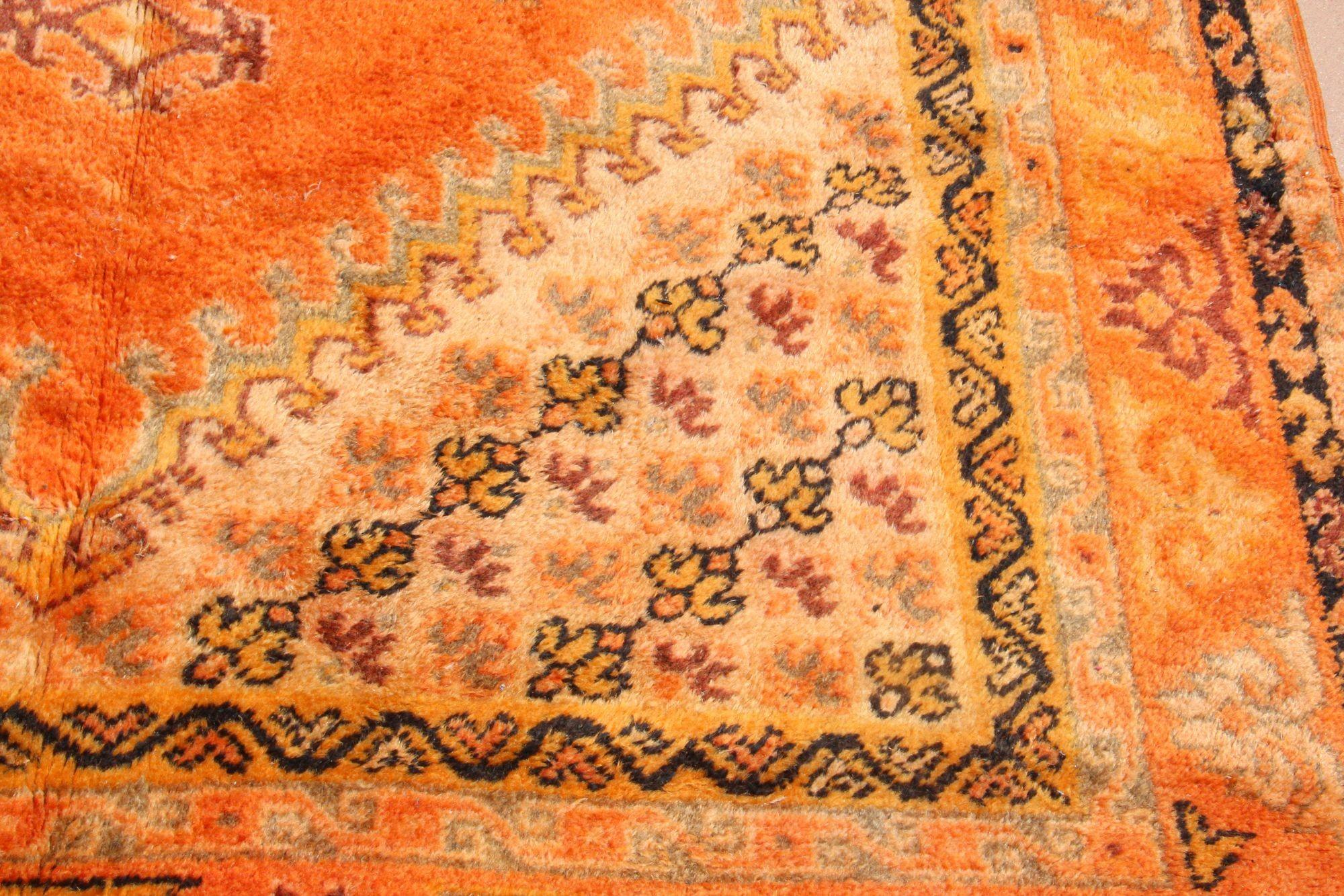 Wool 1960s Moroccan Berber Rug Burnt Orange 16ft Long For Sale