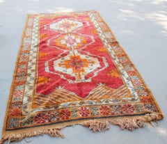 1960er Jahre Marokkanischer Berberteppich Gebranntes Orange Blau Creme und Rosa