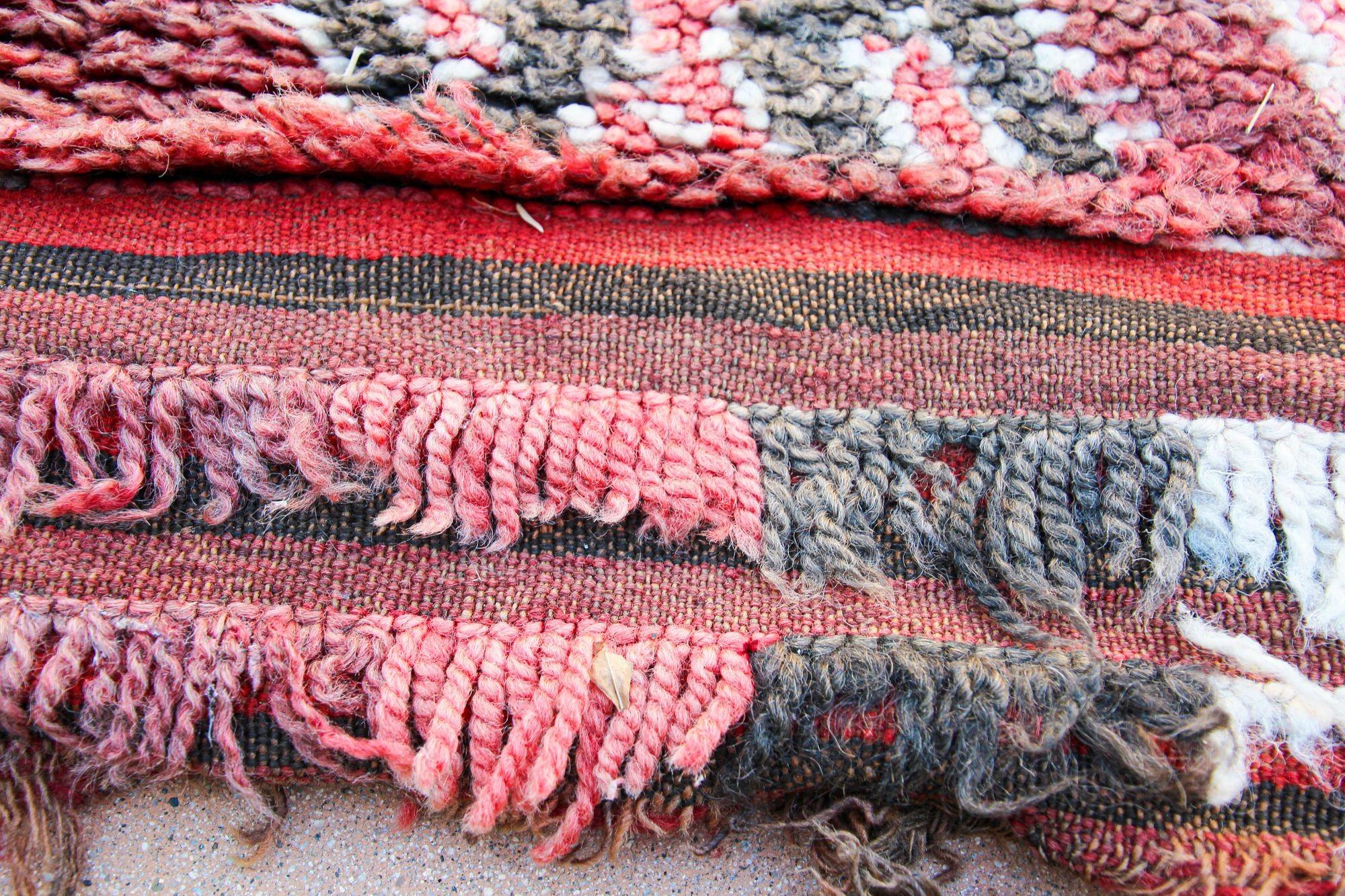 Wool 1960s Moroccan Berber Rug Pink Vintage Rehmana Marrakech Carpet For Sale