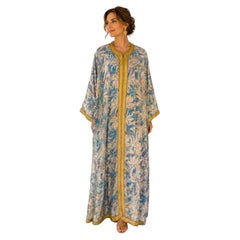 Vintage 1960s Moroccan Turquoise Silk Caftan Set