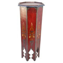 Moroccan Moorish Pedestal Octagonal Red Table 1960s
