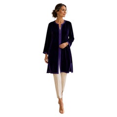 1960s Moroccan Purple Velvet Caftan Handcrafted Velvet Tunic Marrakech Bohemian