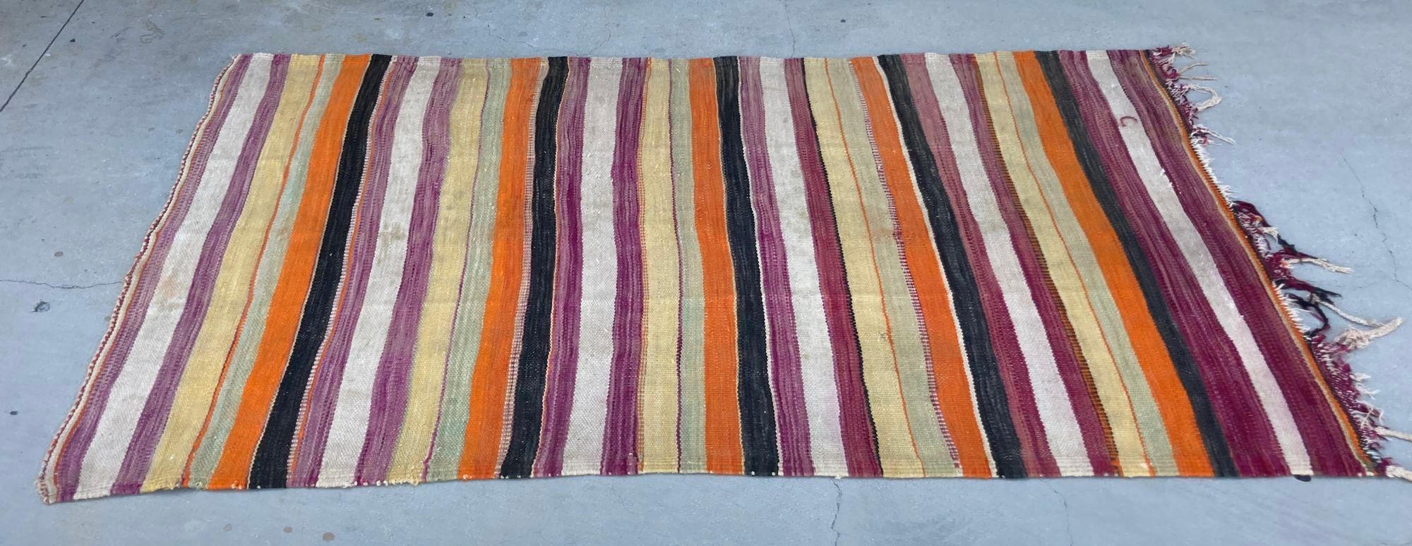 Hand-Woven 1960s Moroccan Tribal Rug Handwoven North African Ethnic Textile Floor Covering For Sale