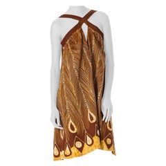 MORPHEW COLLECTION Cotton Batik Peacock Feather Printed Swing Dress