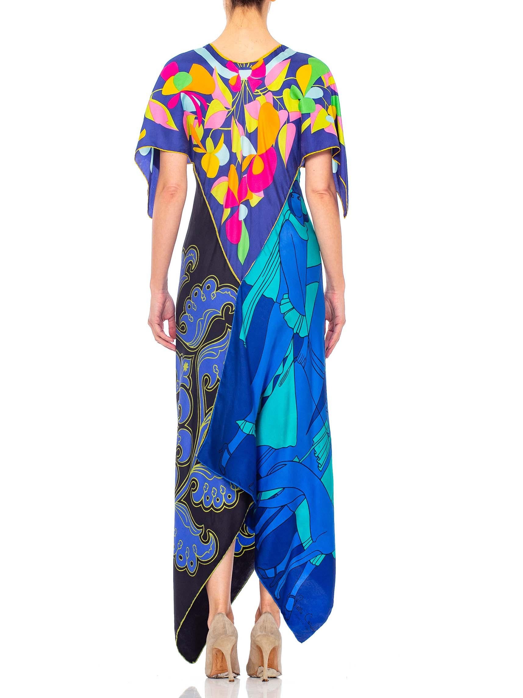 MORPHEW COLLECTION Psychedelic Aqua & Pink Bias Cut Kaftan Dress Made From 1970 5