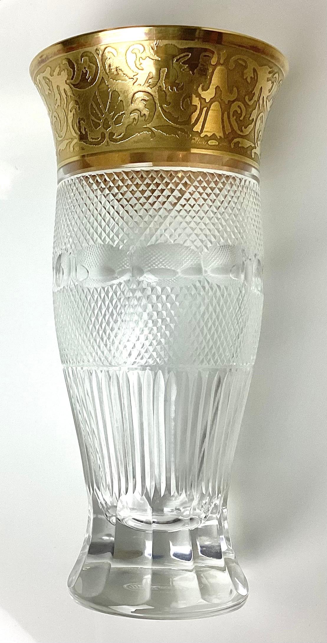 Juego de 6 vasos de agua Splendid de cristal tallado Moser de los años 60 Regencia de Hollywood en venta