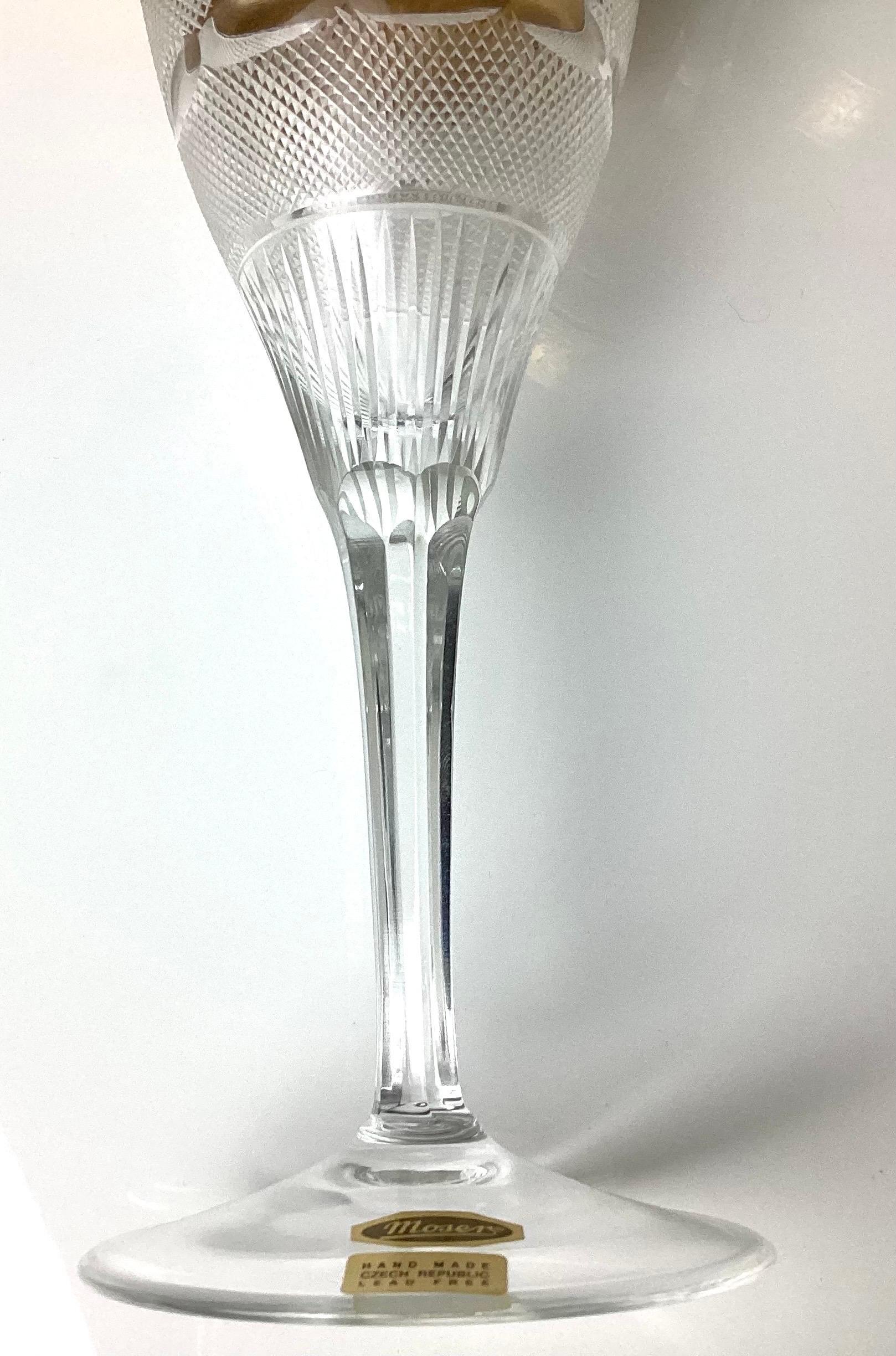 Juego de 6 copas de vino Splendid de cristal tallado Moser de los años 60 mediados del siglo XX en venta