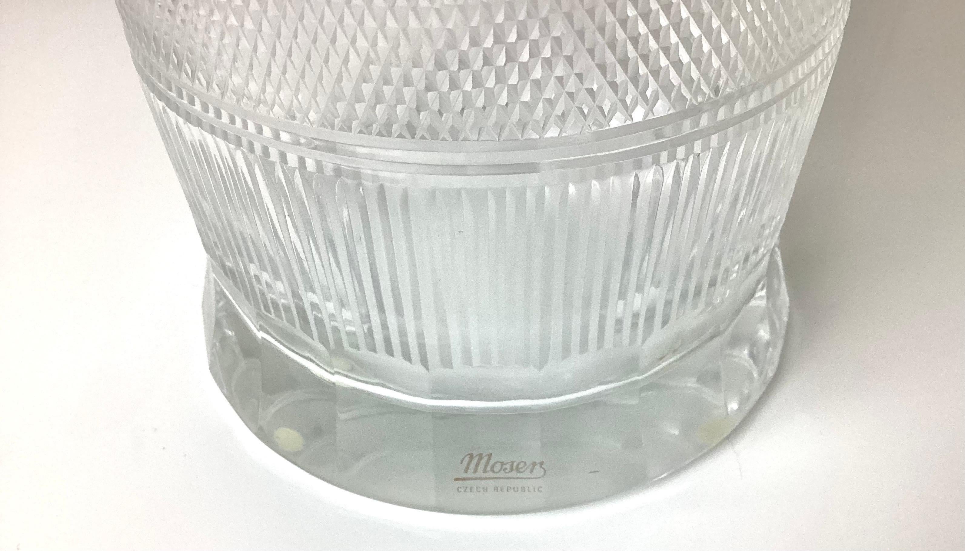 1960s Moser Cut Glass Water Pitcher With Gold Trim In Excellent Condition For Sale In Lambertville, NJ