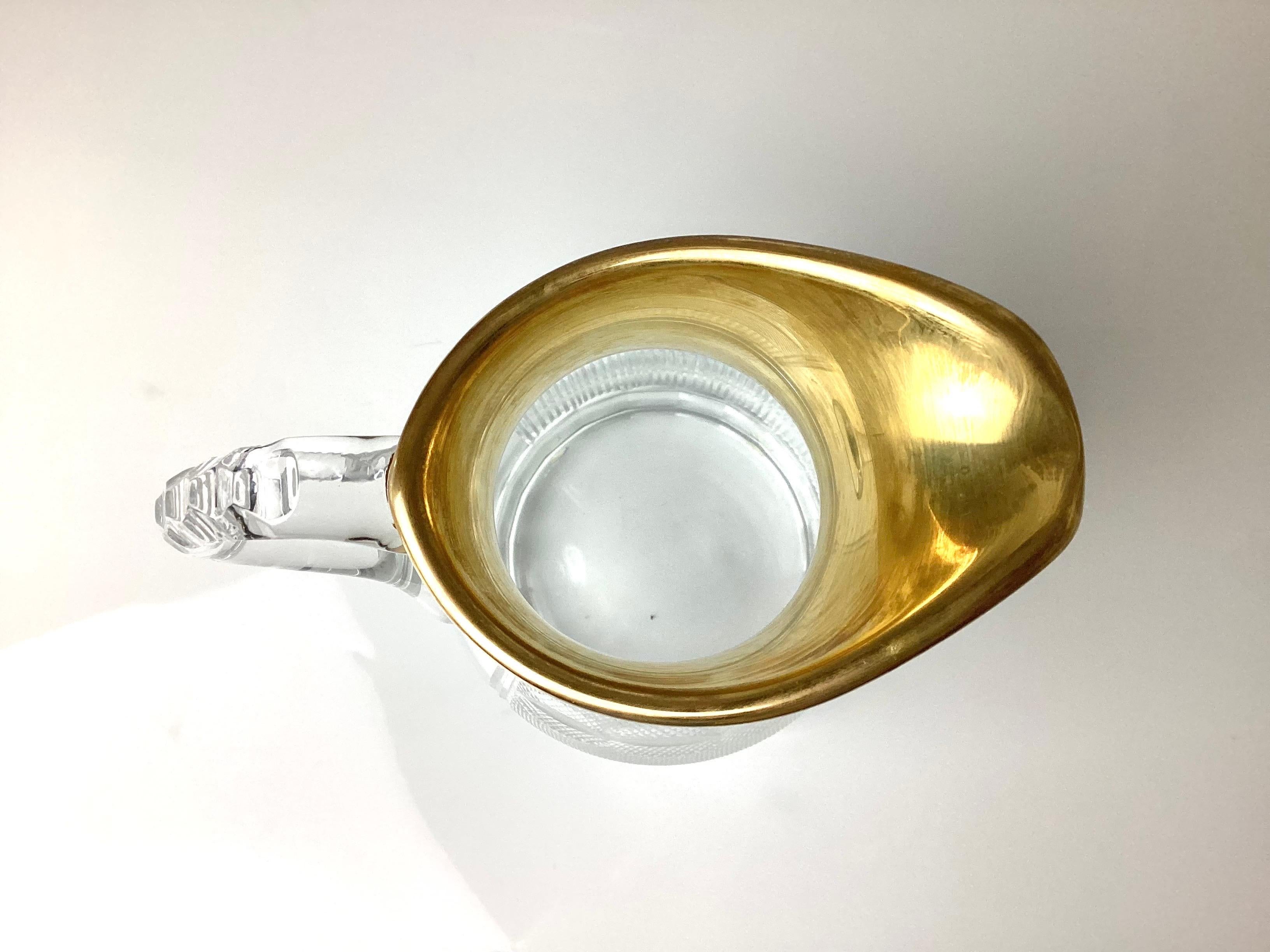 1960s Moser Cut Glass Water Pitcher With Gold Trim For Sale 1