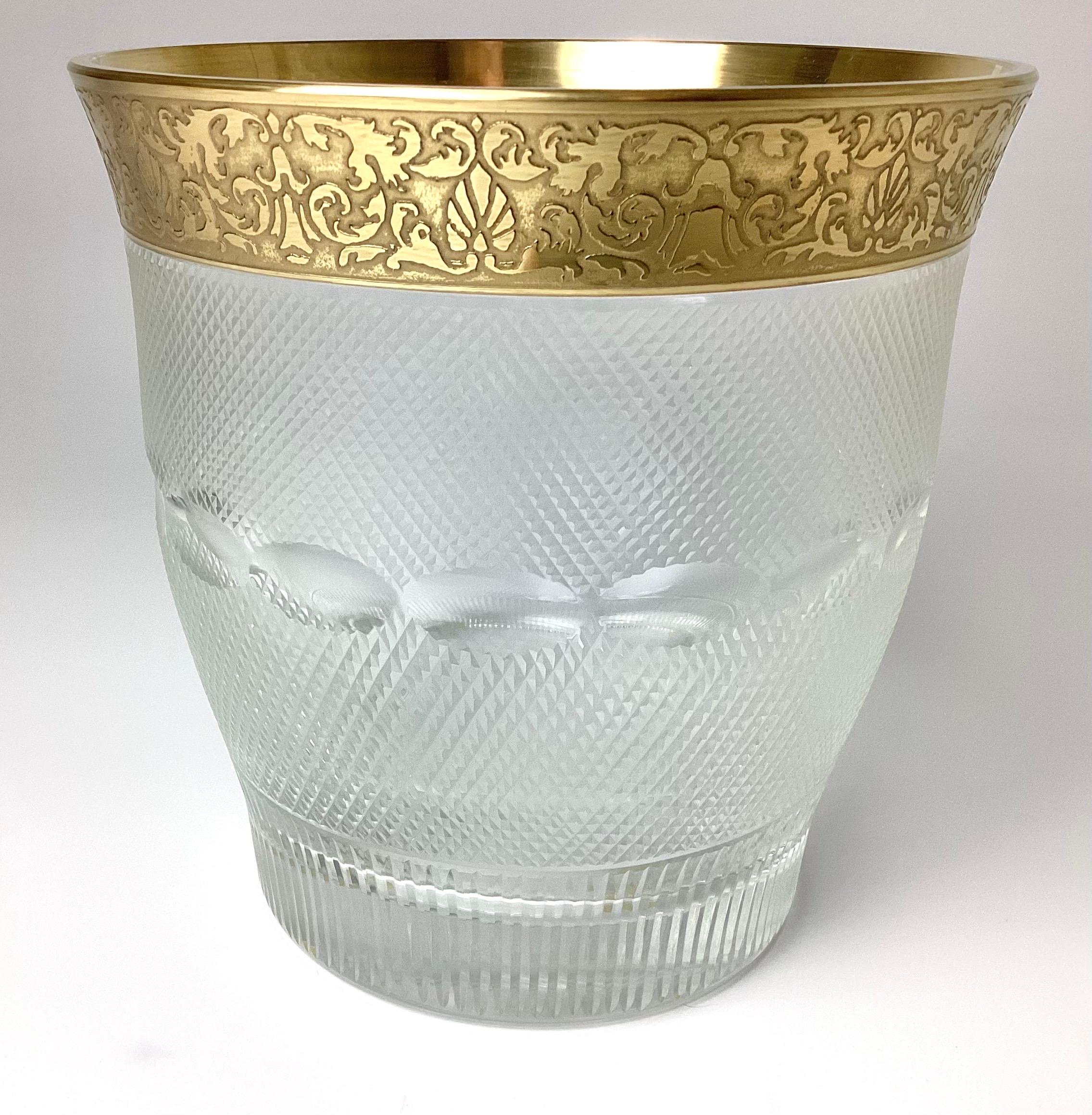 1960er Jahre Moser Splendid Gold Etch Champagner oder Eiskübel (Hollywood Regency) im Angebot