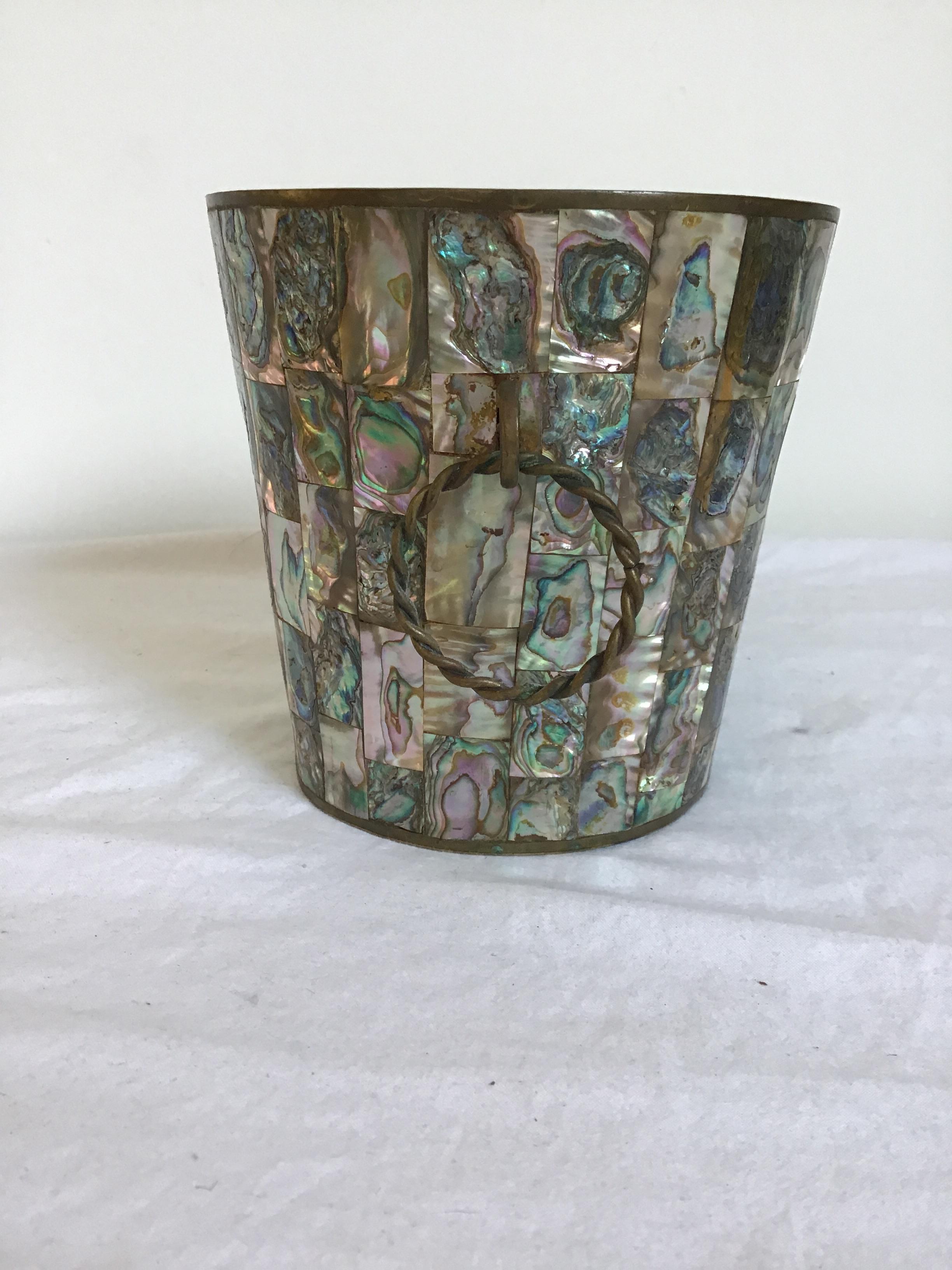 1960s Mexican Mother of Pearl Ice Bucket In Good Condition In Tarrytown, NY