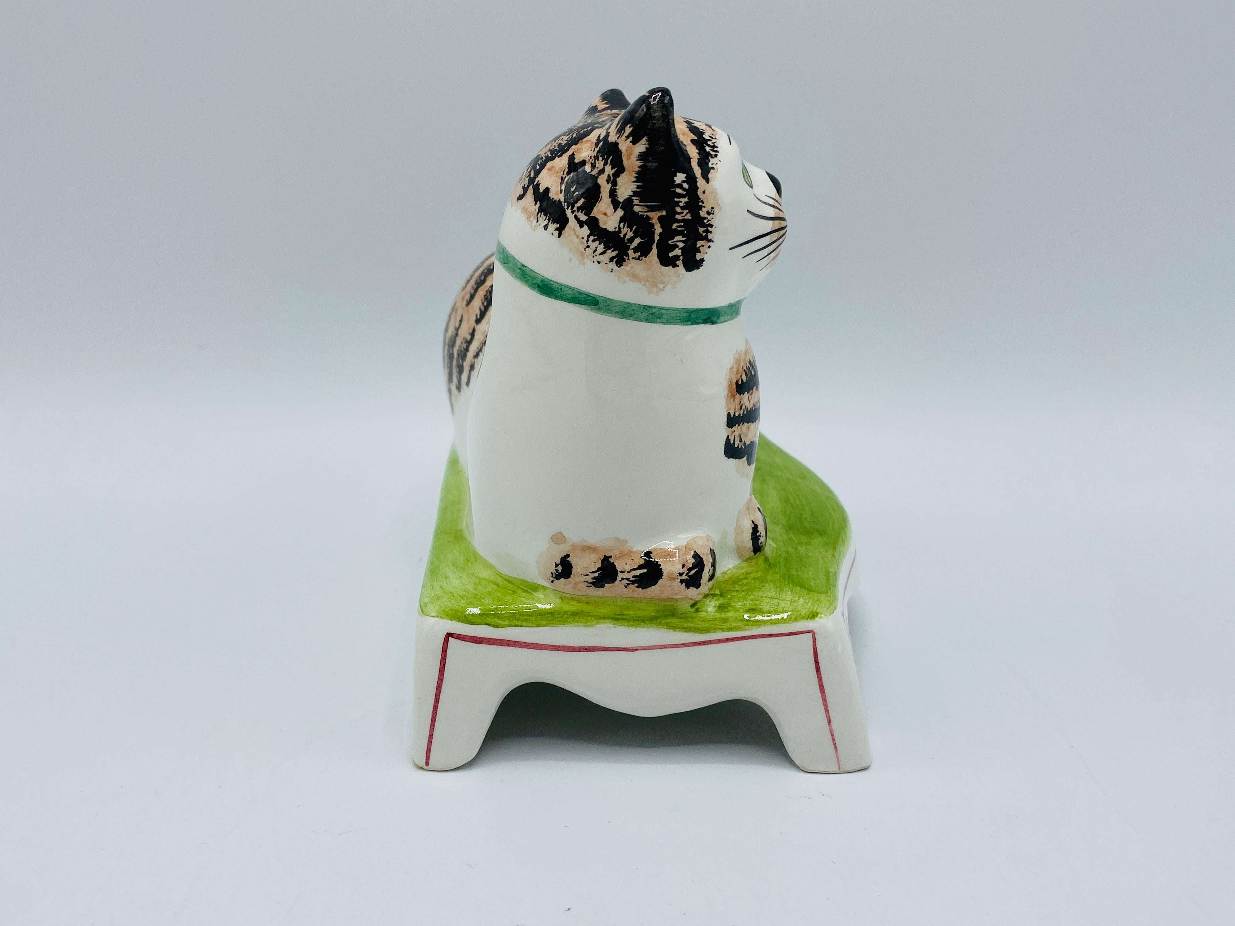 Hand-Painted 1960s Mottahedeh Italian Ceramic Cat Sculpture