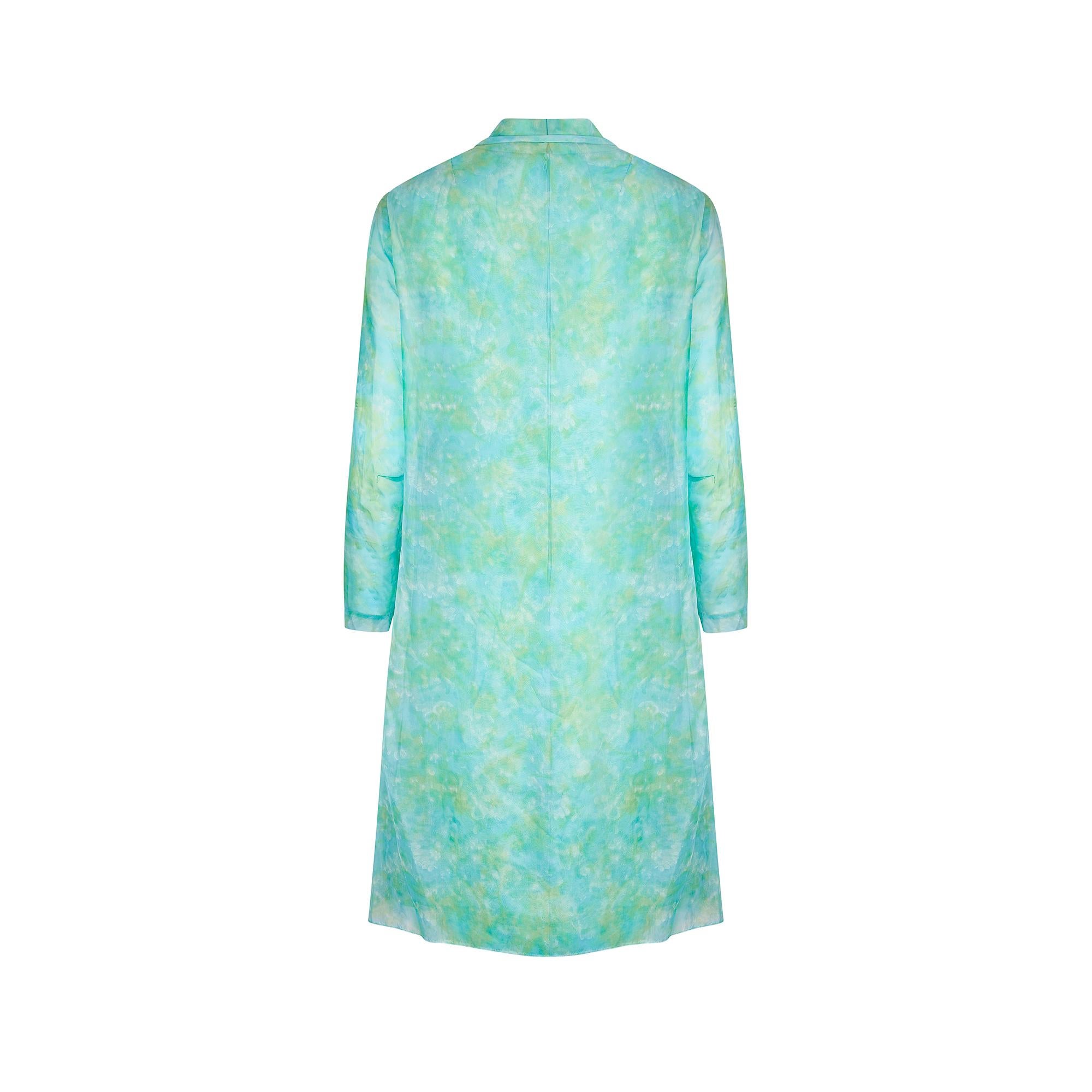 1960s Mottled Green and Turquoise Mod Dress with Coat In Excellent Condition For Sale In London, GB