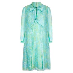 Vintage 1960s Mottled Green and Turquoise Mod Dress with Coat