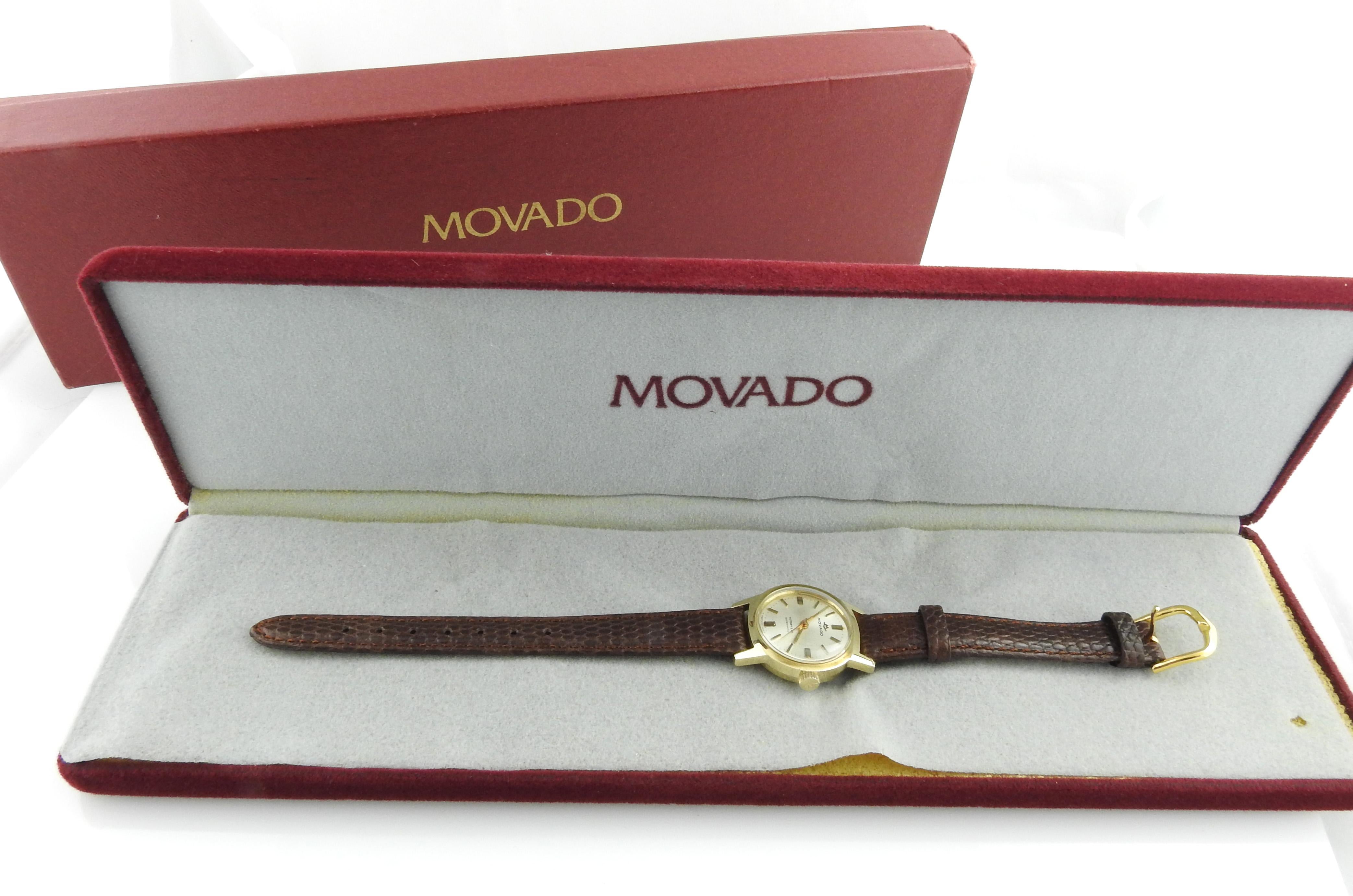 1960's Movado for Tiffany & Co. Queenmatic 14K Gold Ladies Handwinding Watch For Sale 3