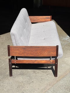 1960s MP 13 Sofa by Percival Lafer in Brazilian rosewood and grey fabric