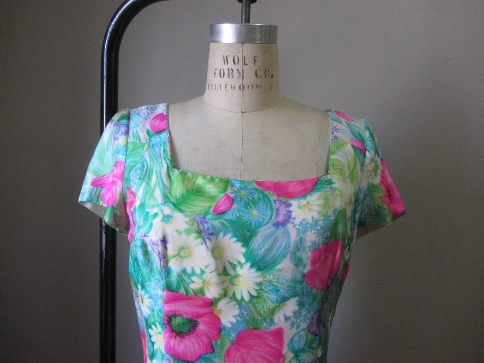 Women's Mr. Blackwell Silk Floral Print Dress, Circa 1960s For Sale