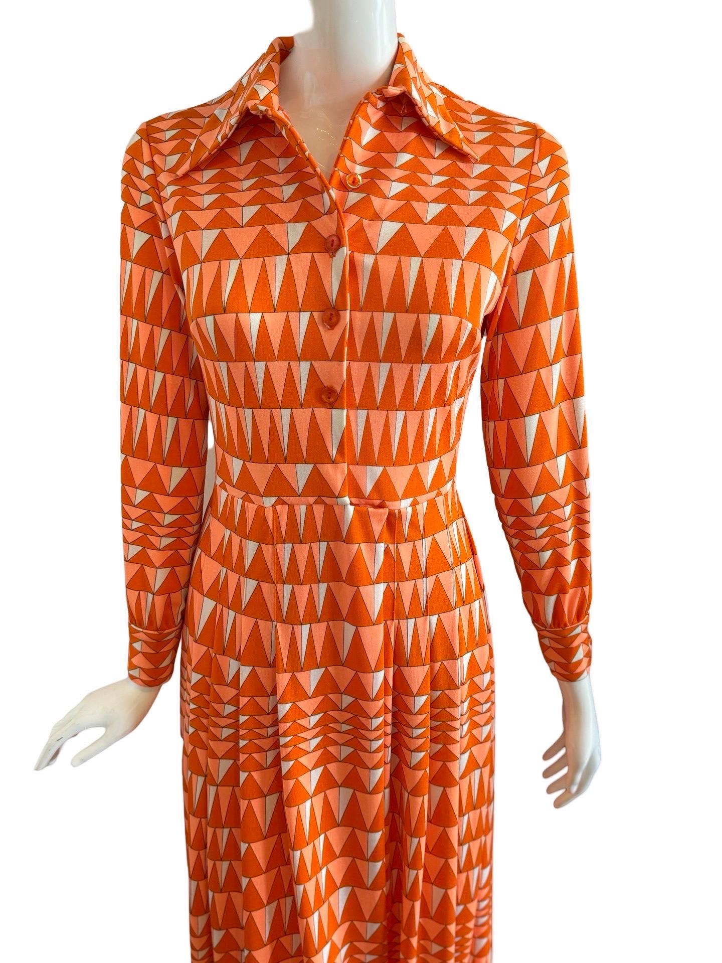 1960s Mr Dino Geometric Maxi Dress In Good Condition For Sale In Miami, FL