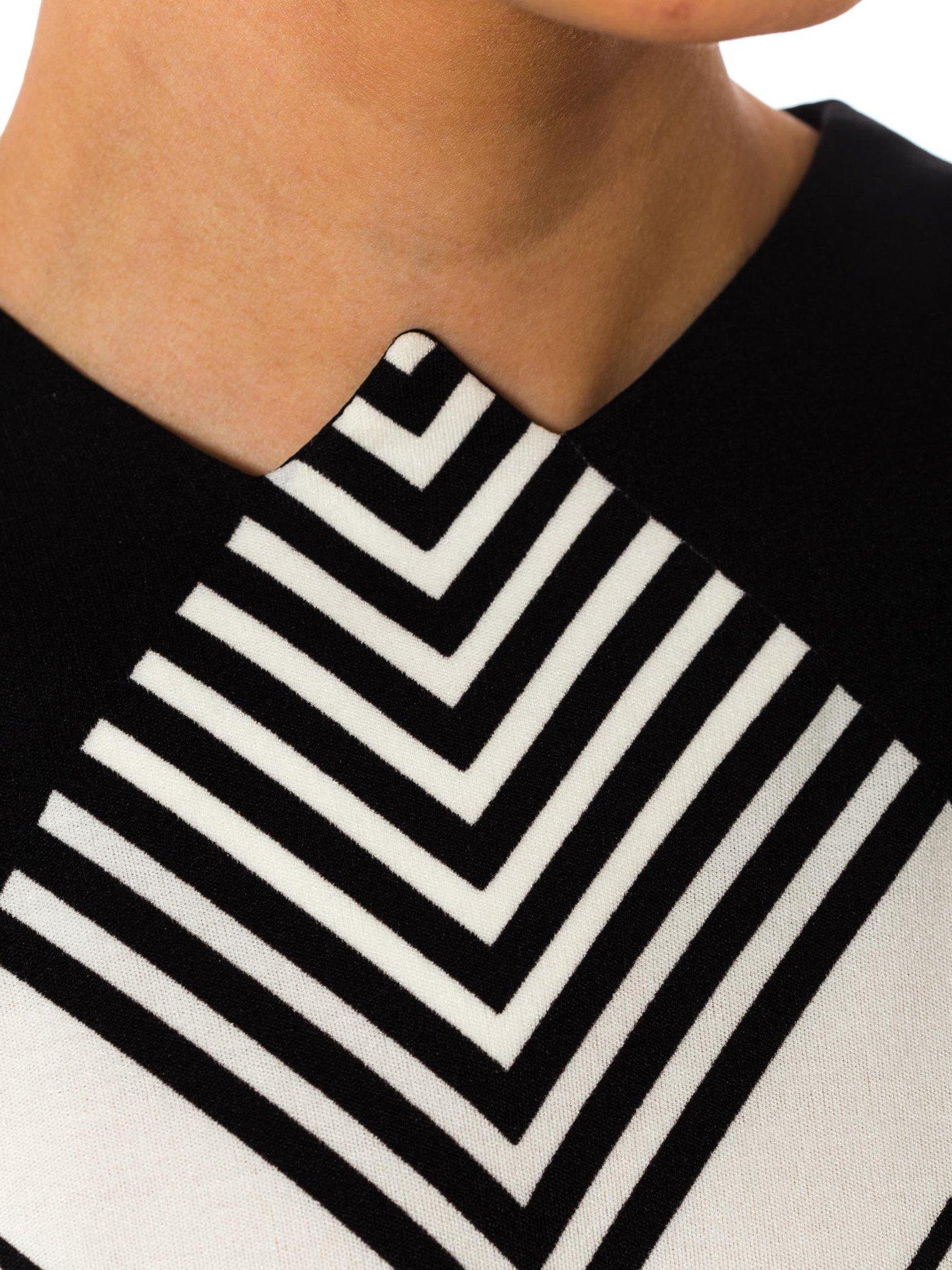 1960S MR DINO Style Black & White Polyester Jersey Op-Art Mod Geometric Long Sl For Sale 2