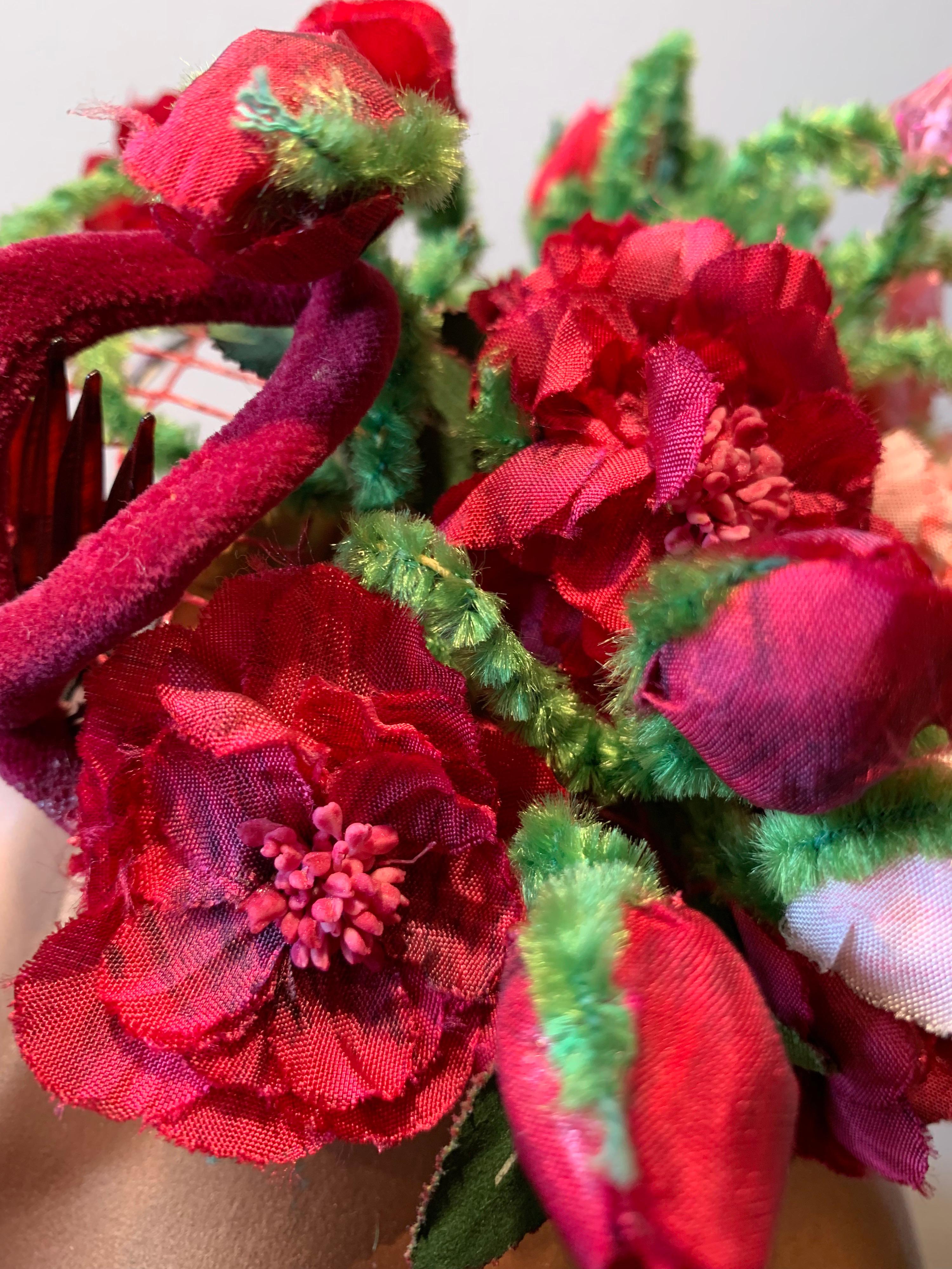 1960s Mr. John Demi-Chapeau Petite Spring Florals & Crystal's On A Mesh Body 1