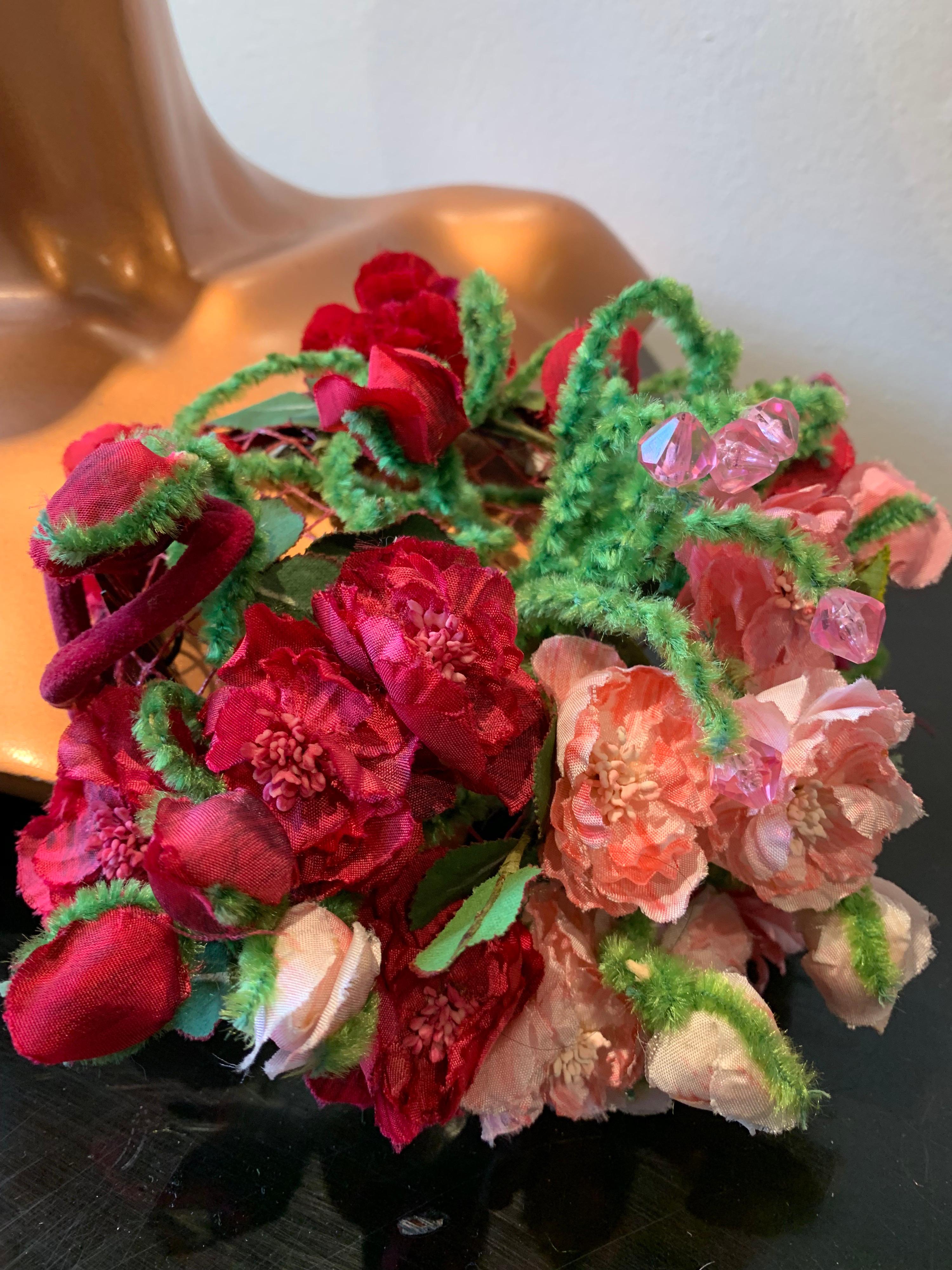 1960s Mr. John Demi-Chapeau Petite Spring Florals & Crystal's On A Mesh Body 3