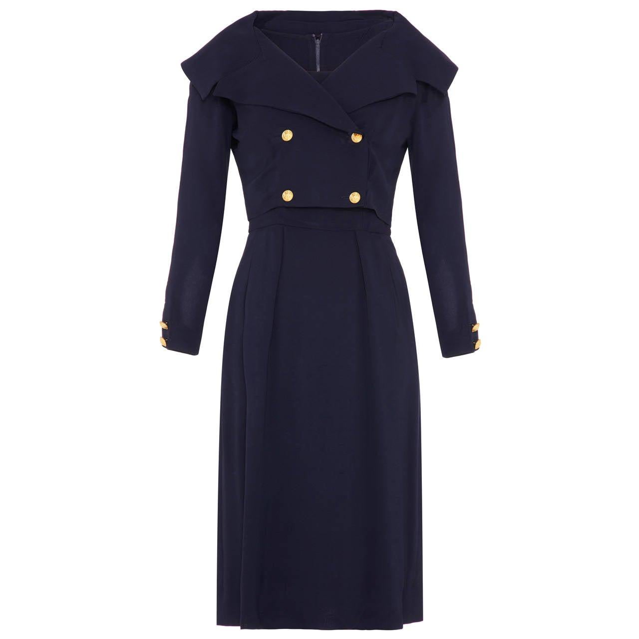 1960s Mr Mort Navy Dress and Jacket Suit For Sale
