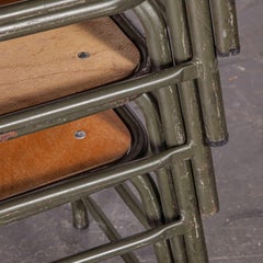 1960s Mullca Army Khaki, Low Stacking Stool, Set of Six