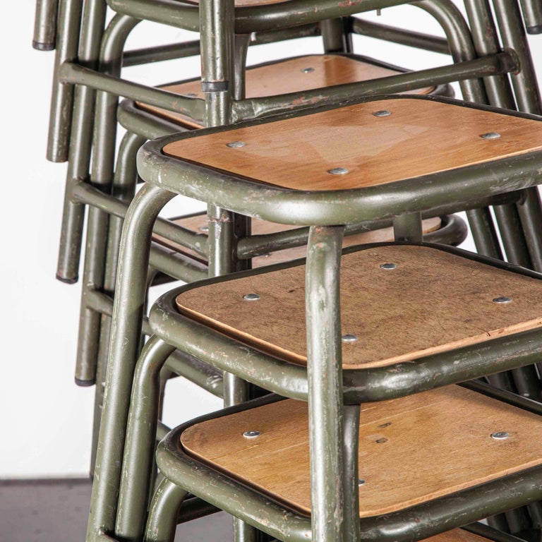 1960s Mullca Army Khaki, Low Stacking Stool, Set of Thirty at 1stDibs