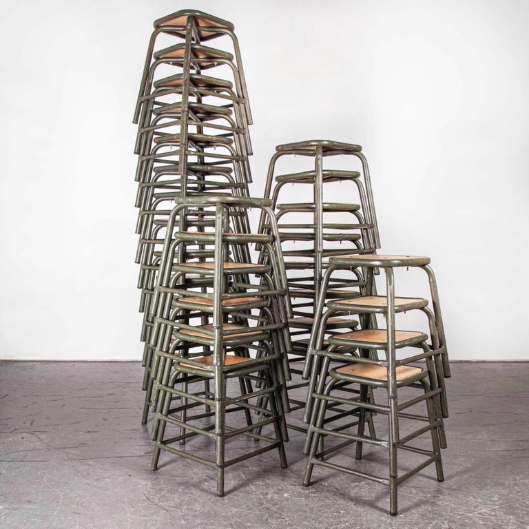1960s Mullca Army Khaki, Low Stacking Stool, Set of Thirty at 1stDibs