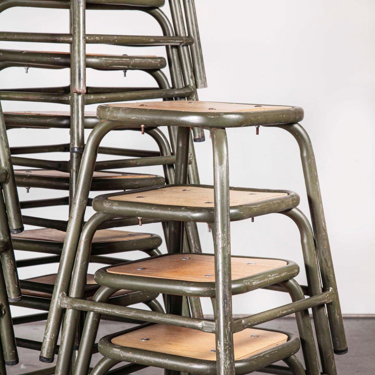 1960s Mullca Army Khaki, Low Stacking Stool, Set of Thirty at 1stDibs