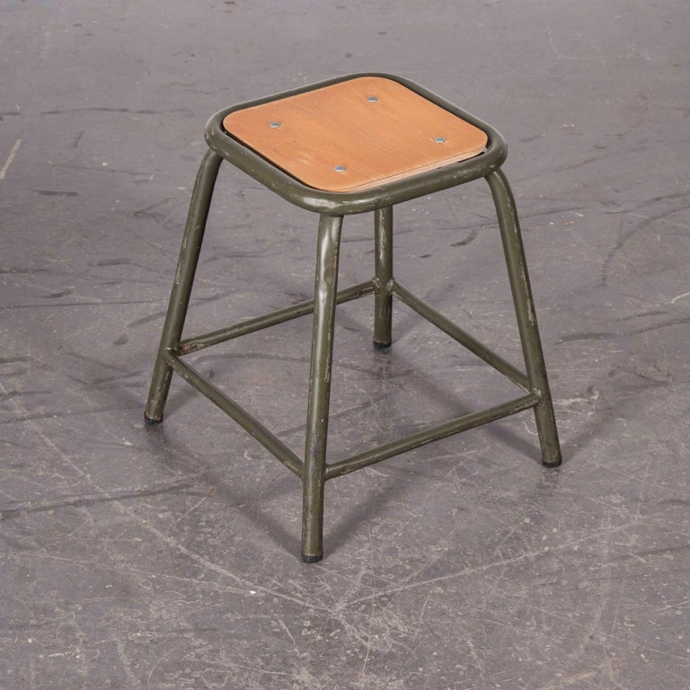 1960s Mullca Army Khaki, Low Stacking Stool, Set of Thirty at 1stDibs