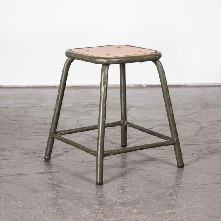 1960s Mullca Army Khaki, Low Stacking Stool, Set of Thirty at 1stDibs