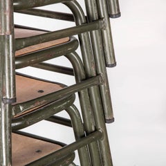 1960s Mullca Army Khaki, Low Stacking Stool, Set of Twelve