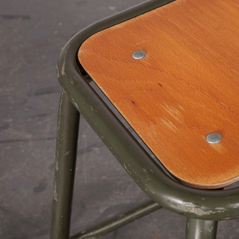 1960s Mullca Army Khaki, Low Stacking Stool, Set of Twelve at 1stDibs