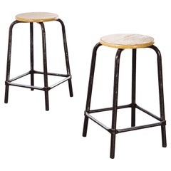 1960's Mullca French High Stools, Chocolate Square Frame, Pair