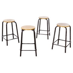 1960's Mullca French High Stools, Chocolate Square Frame, Set of Four