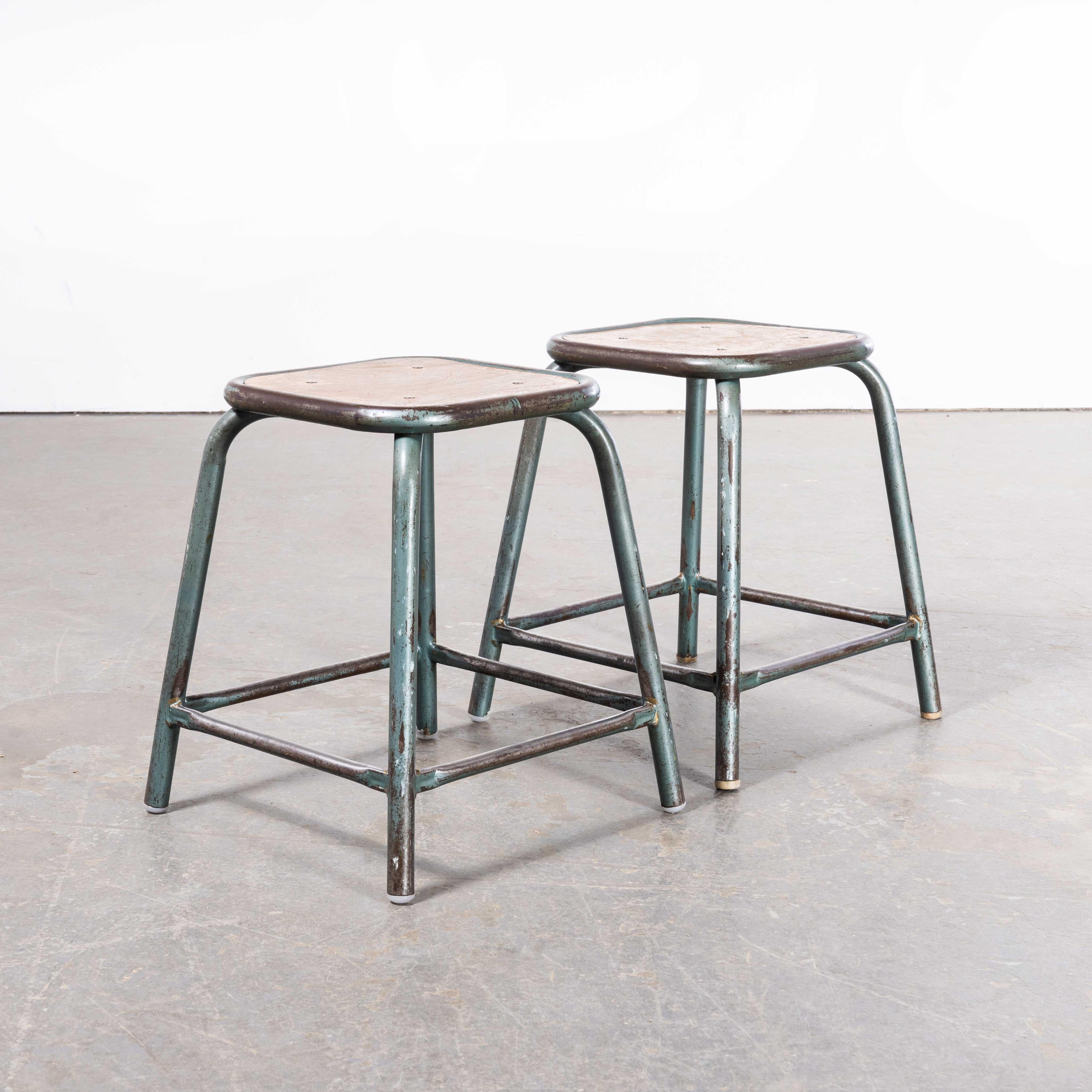 1960’s Mullca Low Stacking Stool – Aqua – Pair
1960’s Mullca Low Stacking Stool – Aqua – Pair. In 1947 Robert Muller and Gaston Cavaillon created the company that went on to develop arguably the most famous French school chair. Sadly the company no