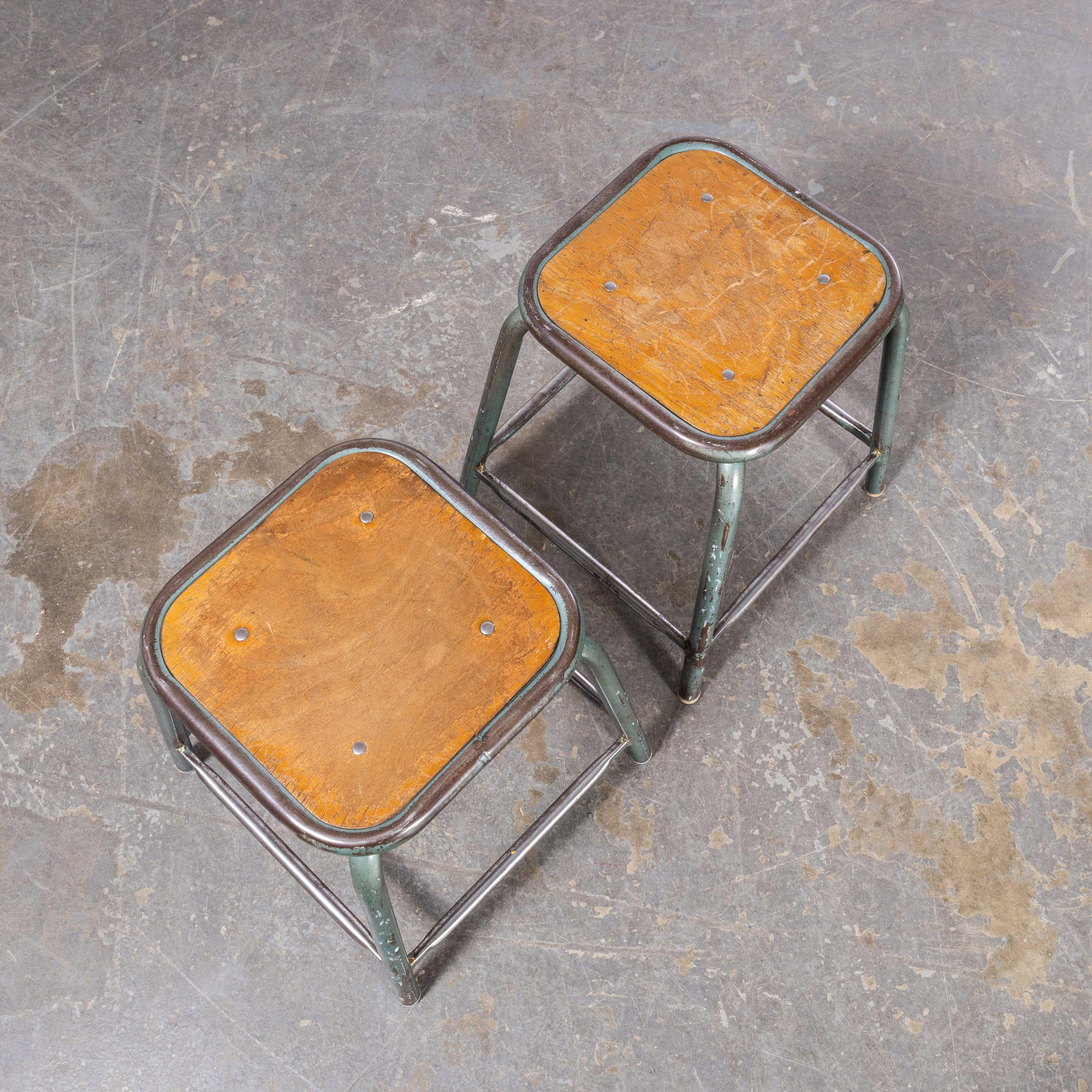 1960's Mullca Low Stacking Stool - Aqua - Pair In Good Condition In Hook, Hampshire