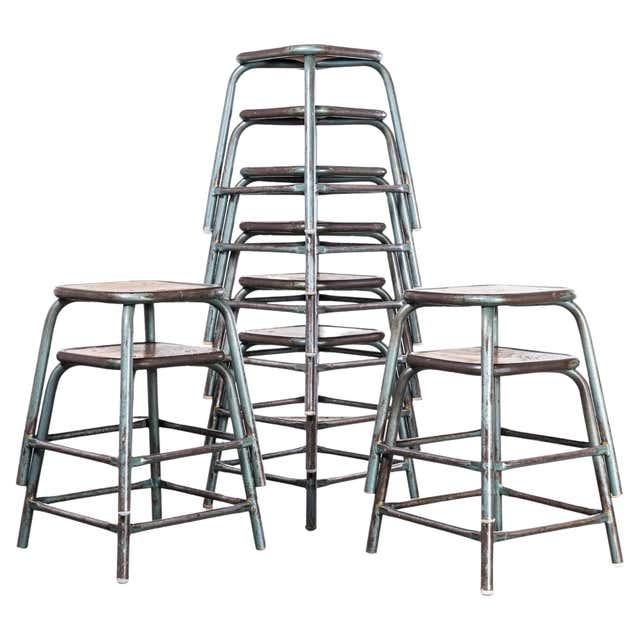 1960's Mullca Low Stacking Stool - Aqua - Pair For Sale at 1stDibs