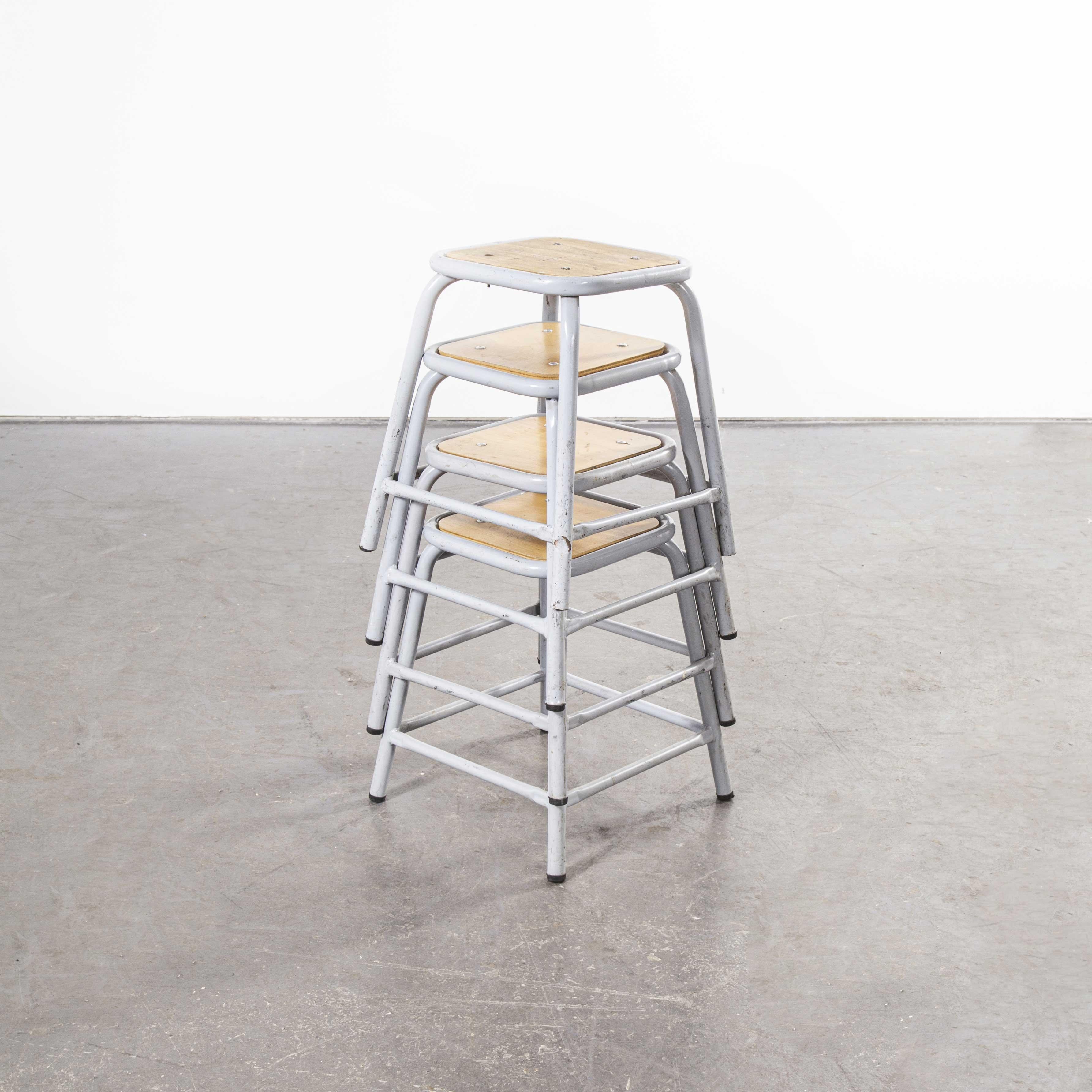 1960s Mullca Low Stacking Stool, Grey, Set of Four In Good Condition For Sale In Hook, Hampshire
